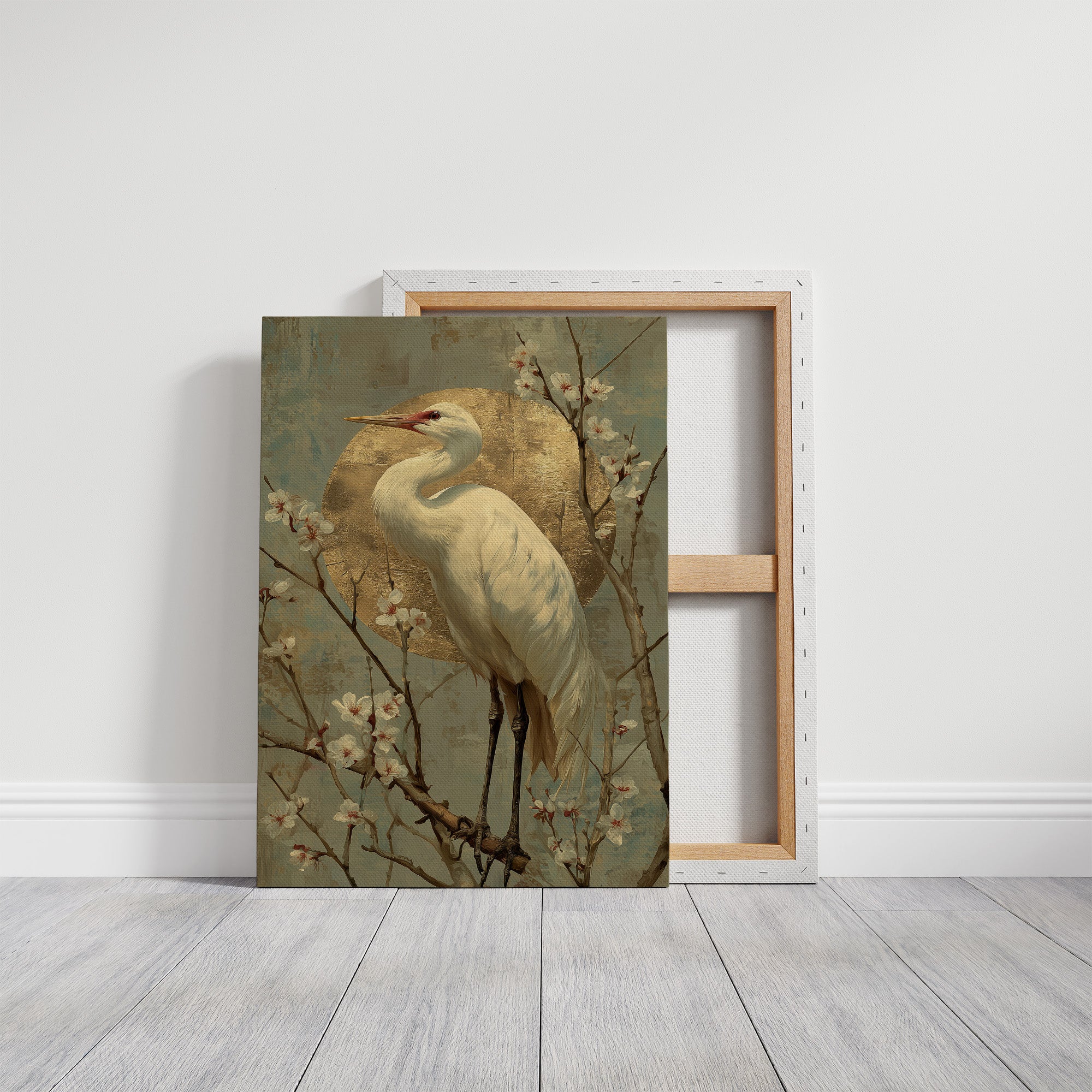 Heron Stands Where Blossoms Linger
