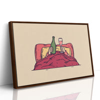 Champagne in Bed Minimal Illustration