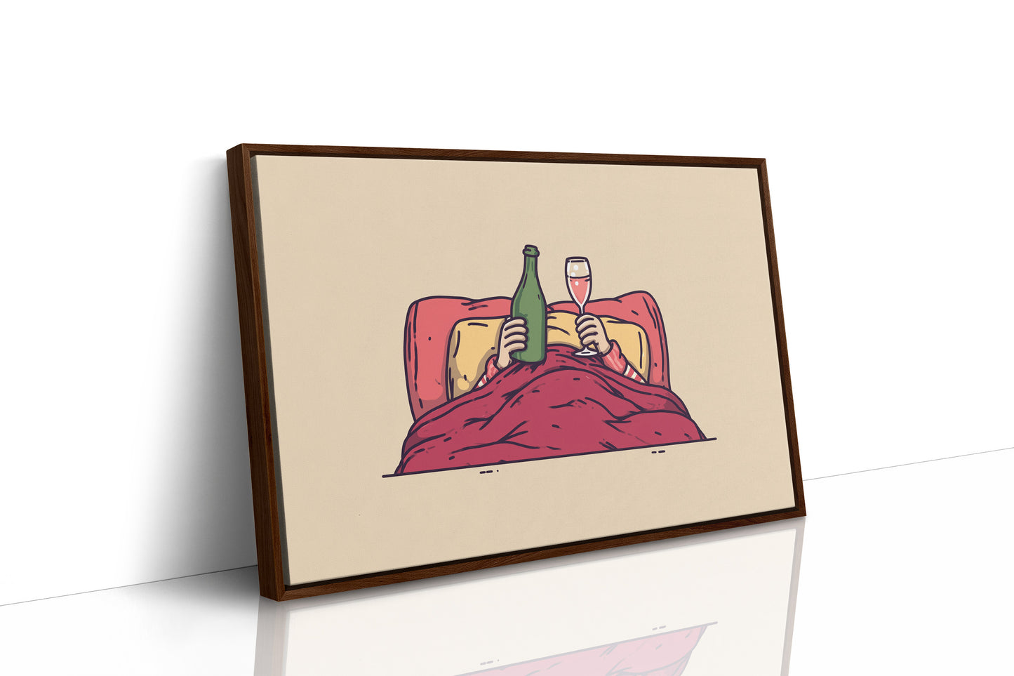 Champagne in Bed Minimal Illustration