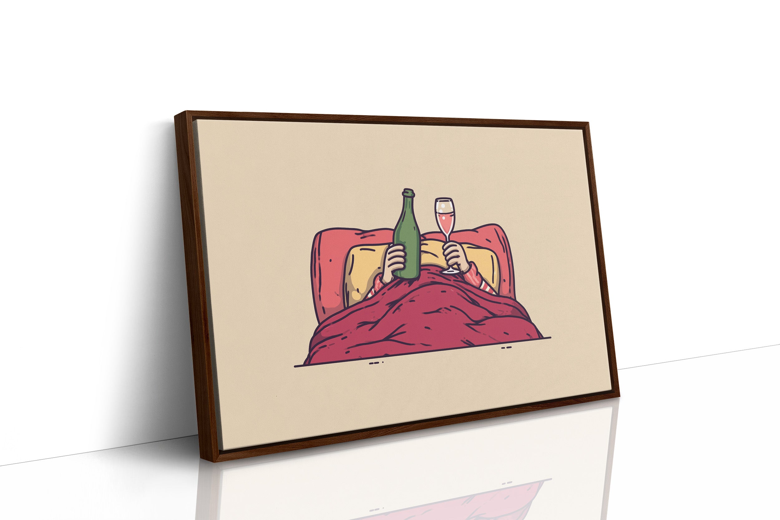 Champagne in Bed Minimal Illustration