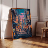 Vibrant Tokyo Street Art Print – Neon Cityscape Aesthetic