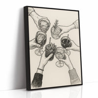 Cheers in Ink Toasting Hands Print