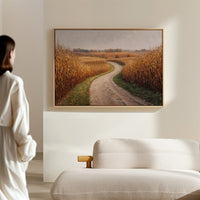 Harvest Path Winds Through Golden Fields