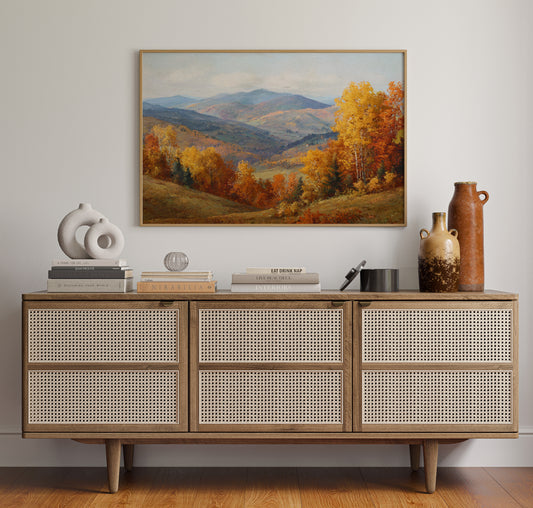 Autumn's Embrace on Distant Hills