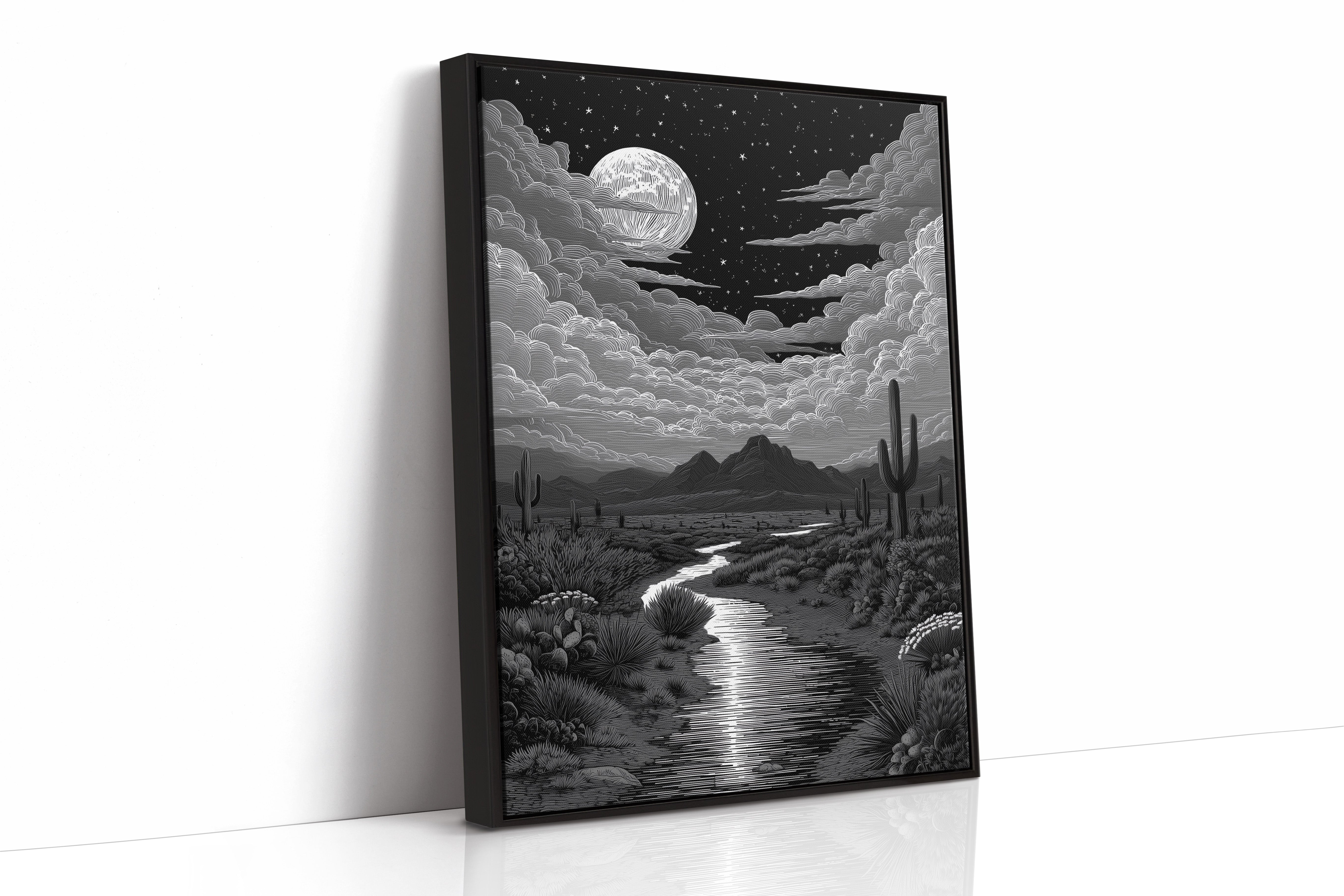 Silver Rivers Thread Through Moonlit Canyons