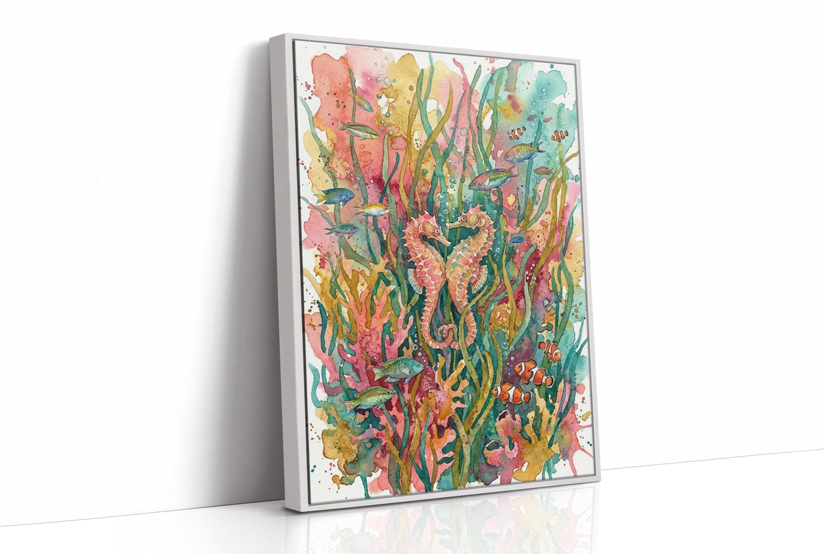 Seagrass Sweethearts: Watercolor Seahorse Duo