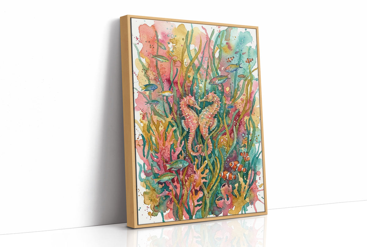 Seagrass Sweethearts: Watercolor Seahorse Duo
