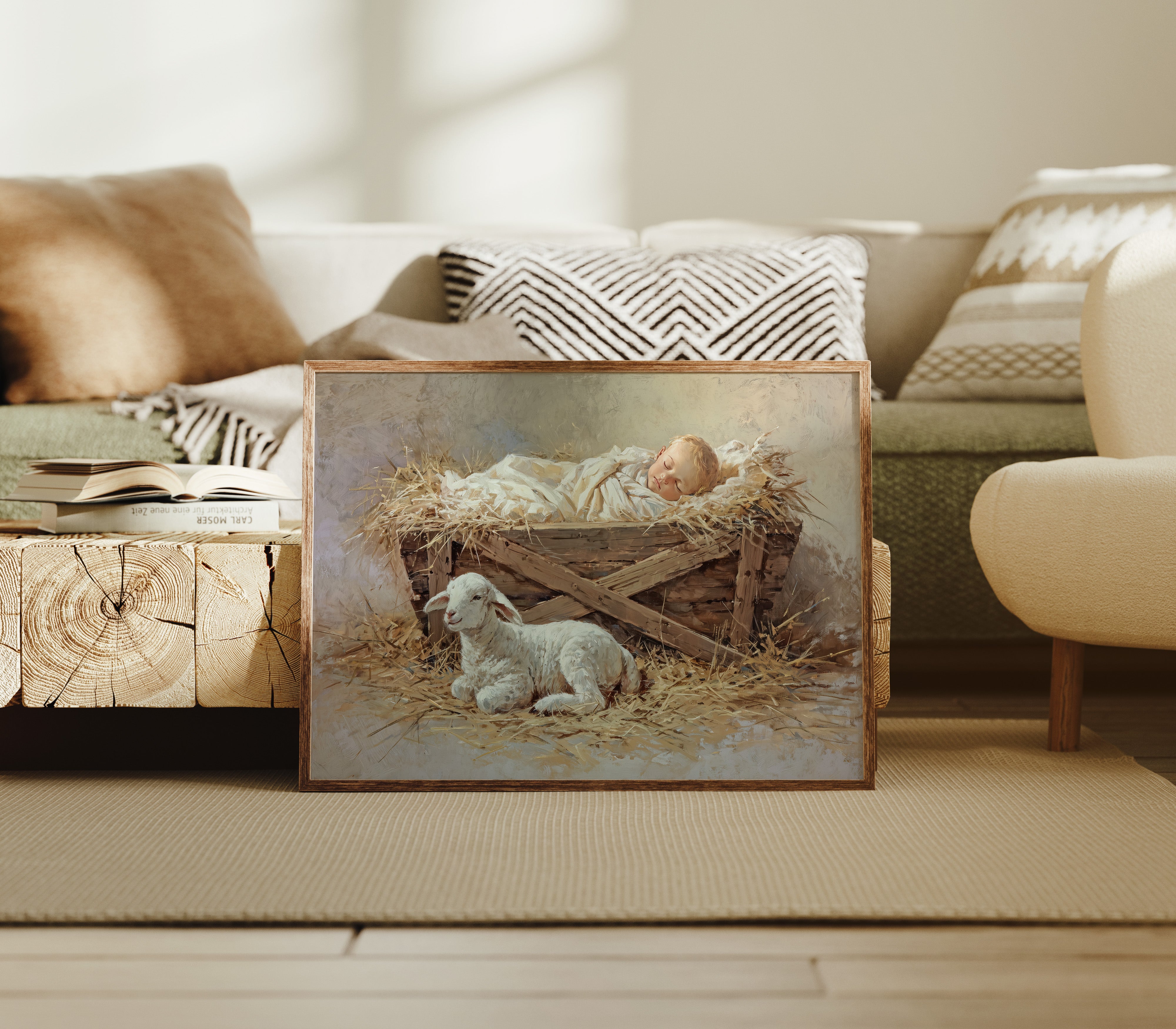 Gentle Lamb Guards Winter's Peace