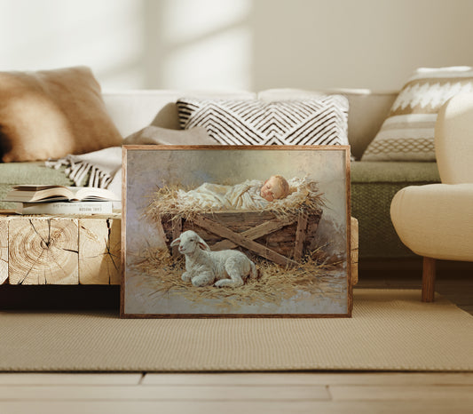 Gentle Lamb Guards Winter's Peace