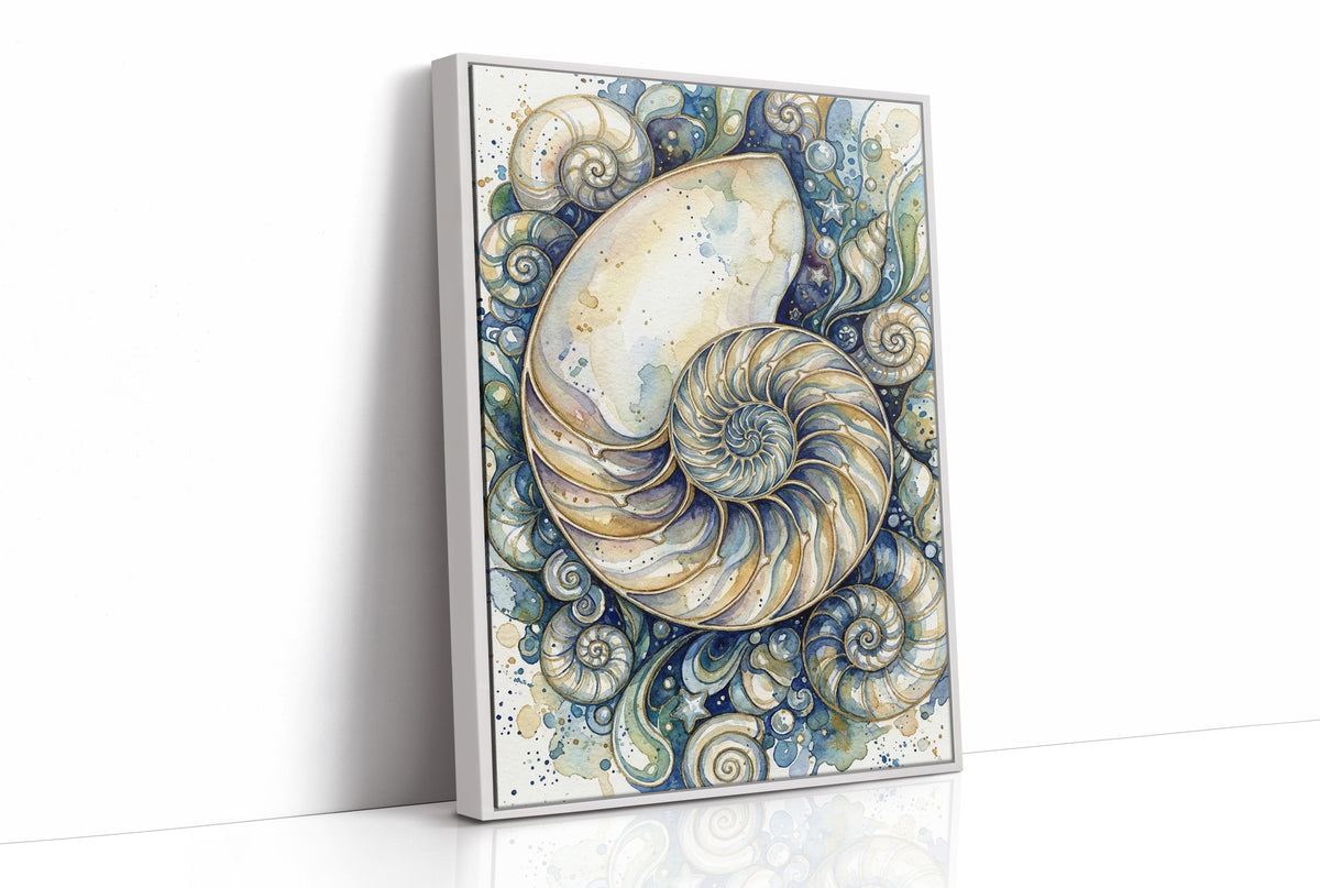 Nautilus Spiral: Watercolor Shell Study