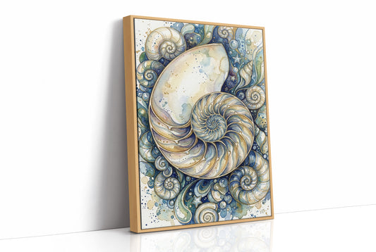 Nautilus Spiral: Watercolor Shell Study