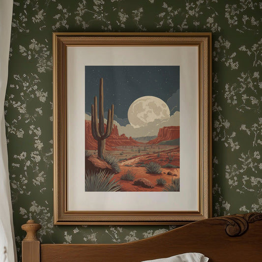 Saguaros Bow To Desert Moonlight