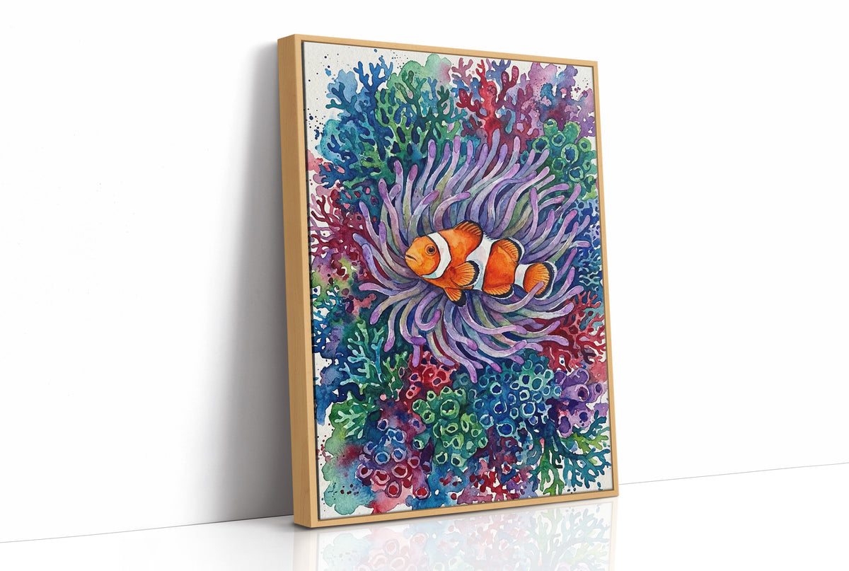 Anemone's Embrace: Watercolor Clownfish Portrait