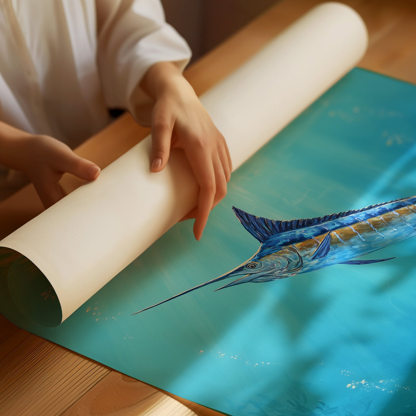 Azure Hunter Beneath Sunlit Waves