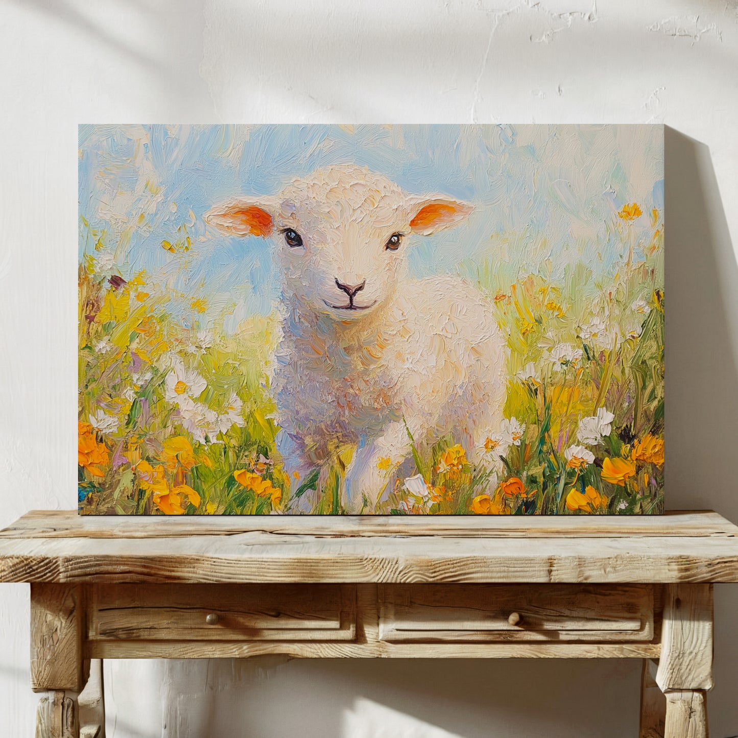 Spring Lamb Among Golden Meadows