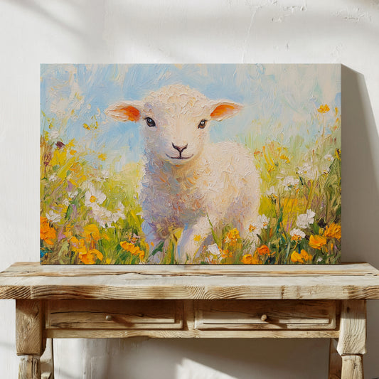Spring Lamb Among Golden Meadows