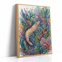 Coral Thicket Sentinel: Watercolor Shrimp Study