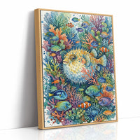 Puffed Up: Watercolor Pufferfish Reef Scene