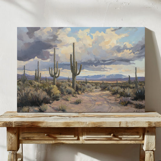 Desert Path Beckons Storm Clouds