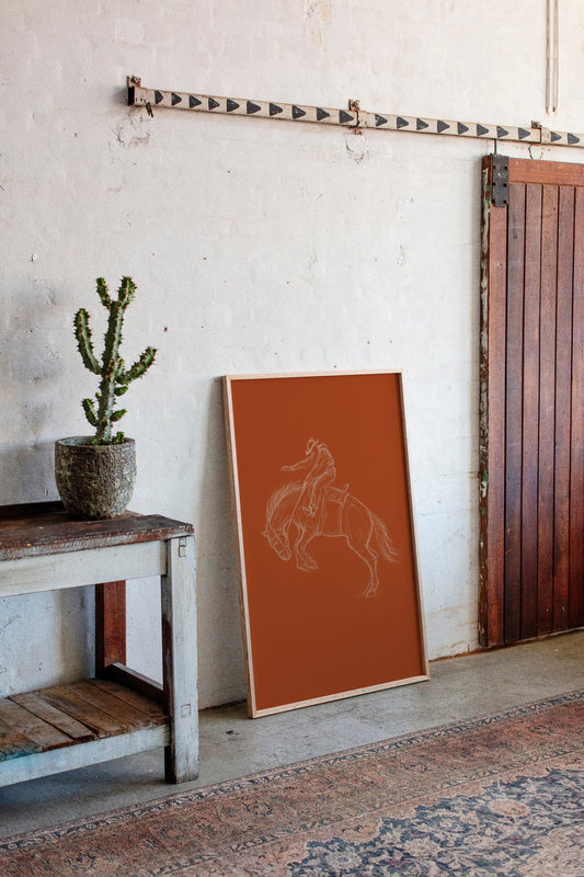 Minimalist Bronco Rider Sketch