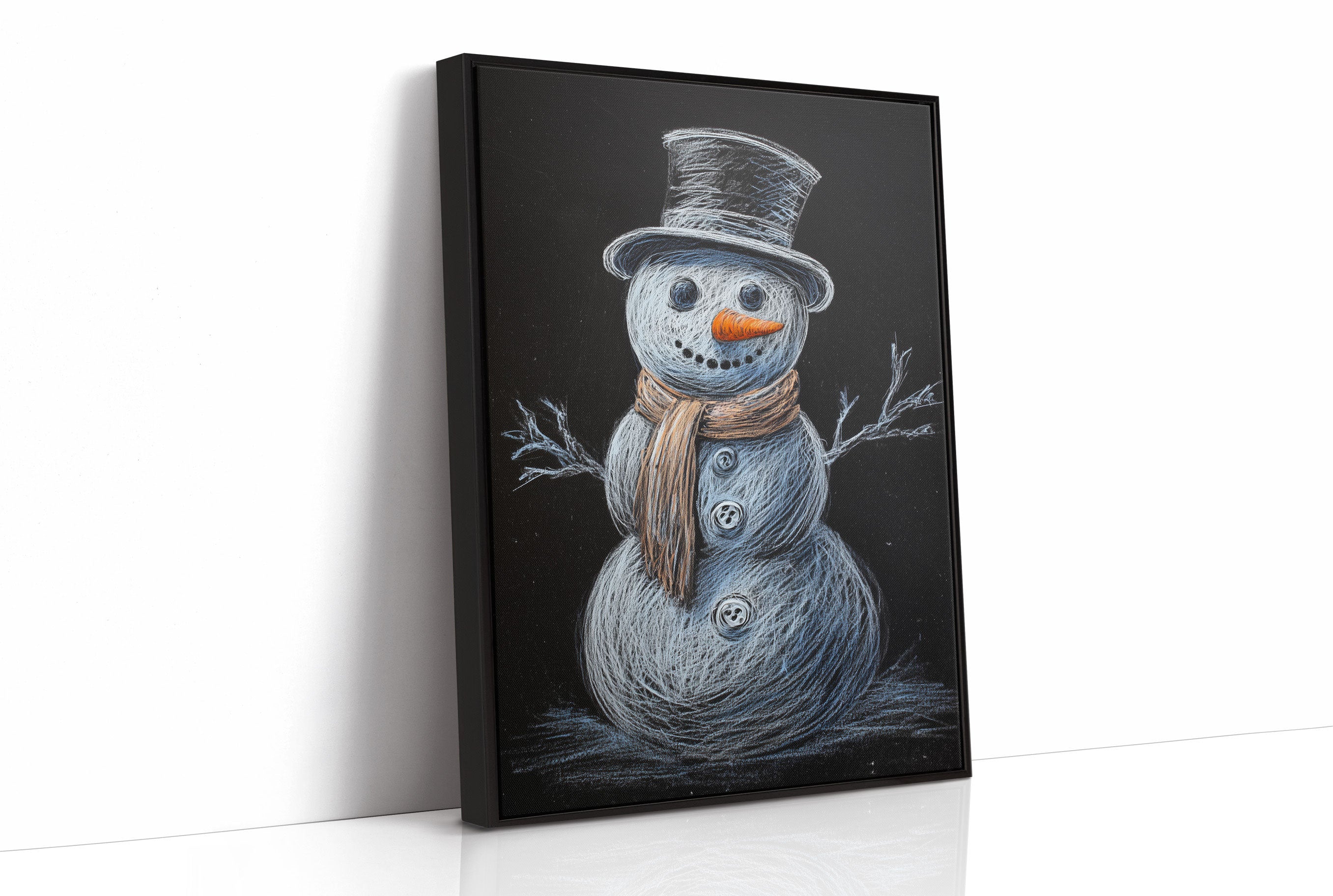 Snowman Tales On Winter Blackboard