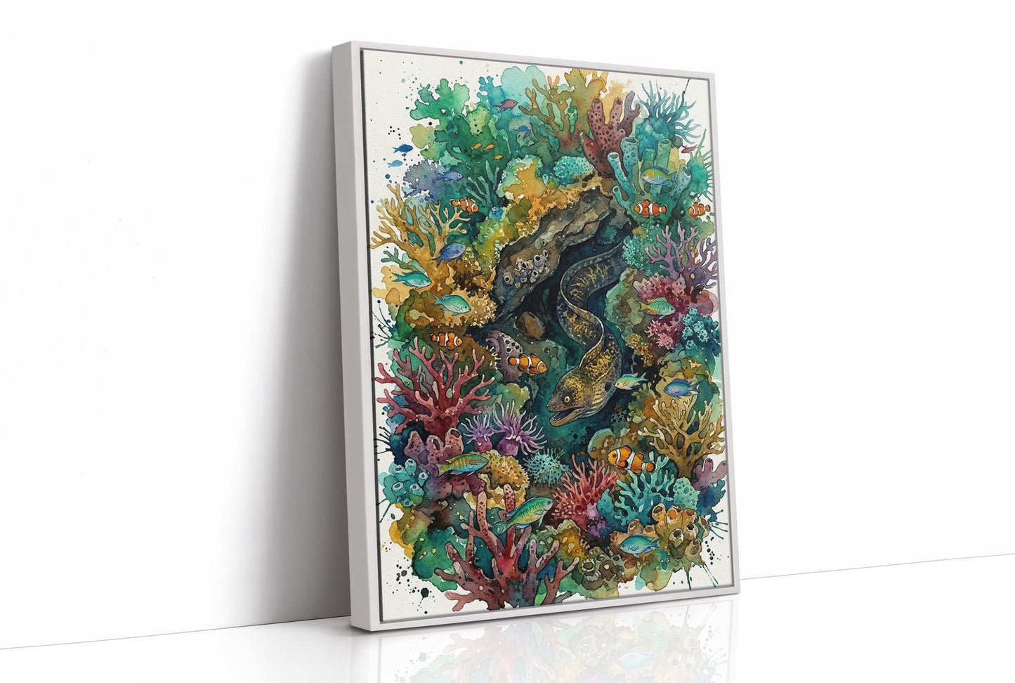Reef Hideaway: Watercolor Moray Eel Study