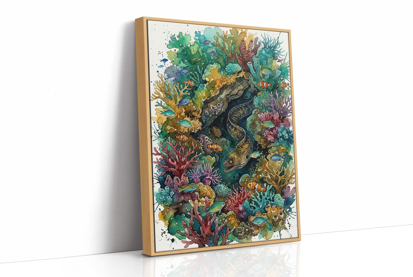 Reef Hideaway: Watercolor Moray Eel Study