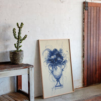 Indigo Roses Dance In Crystal Urn