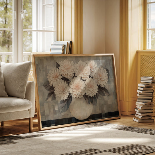 Blush Dahlias In Woven Light