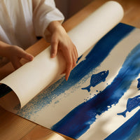 Blue Fish Swim Between Waves