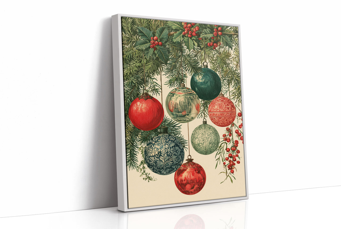 Vintage Glass Ornaments & Holly