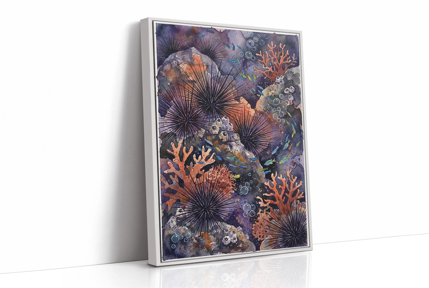 Spined Sentinels: Watercolor Sea Urchin Reef