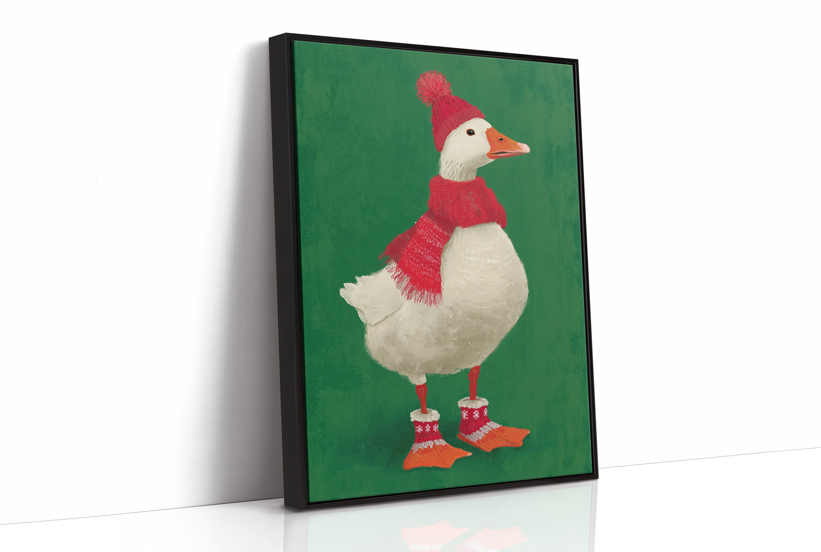 Festive Duck Wears Winter Woolens