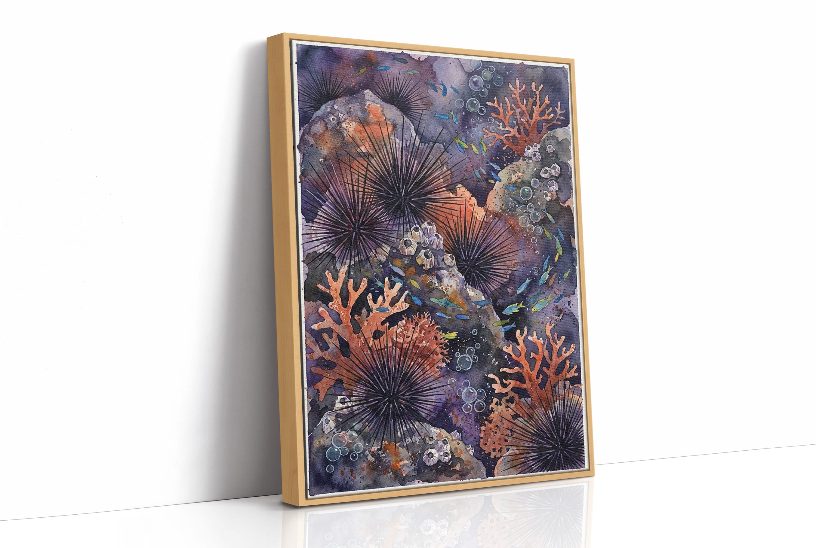 Spined Sentinels: Watercolor Sea Urchin Reef