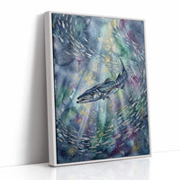 Bait Ball Hunter: Watercolor Barracuda Study