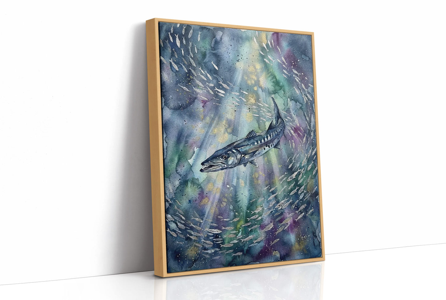Bait Ball Hunter: Watercolor Barracuda Study