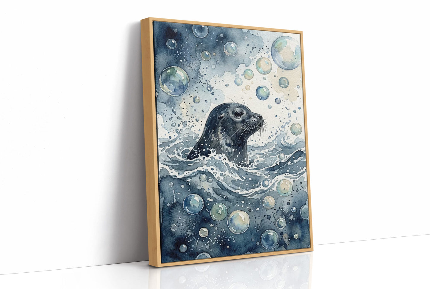 Surface Breath: Watercolor Harbor Seal Study