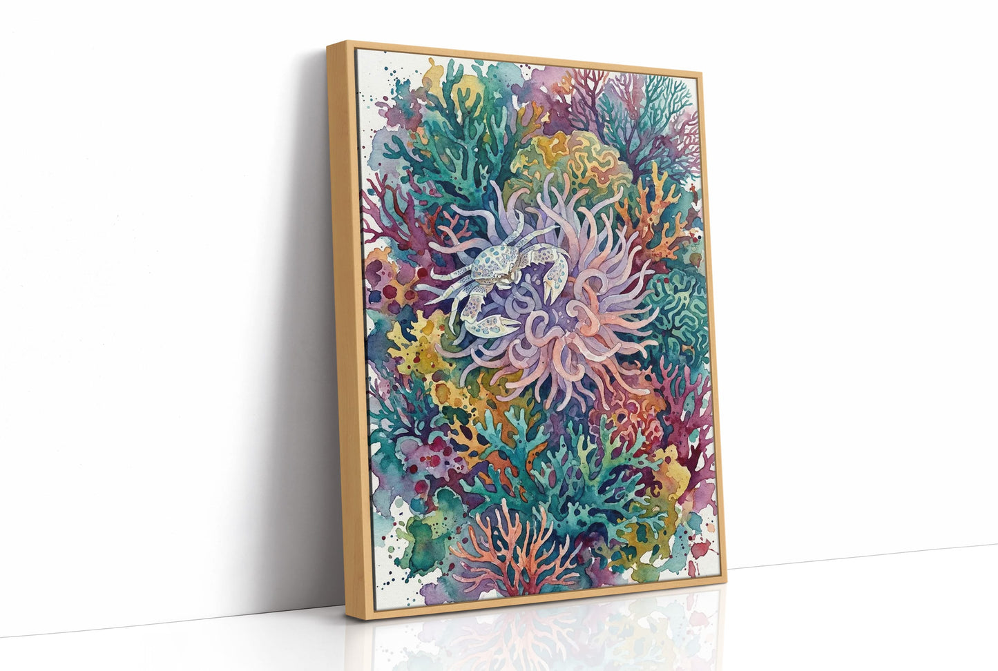 Anemone Hideout: Watercolor Speckled Crab Study
