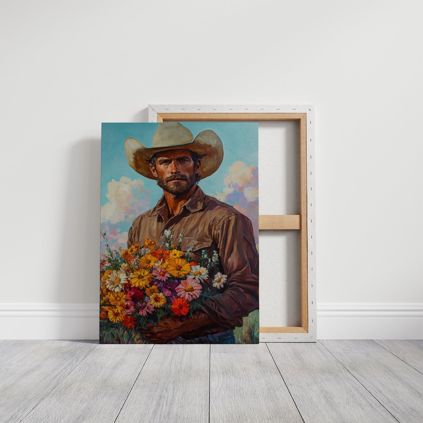 Cowboy with Flowers – Romantic Western Wall Art