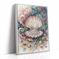 Pearl Cache: Watercolor Scallop Shell Study