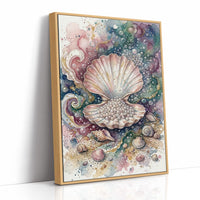 Pearl Cache: Watercolor Scallop Shell Study