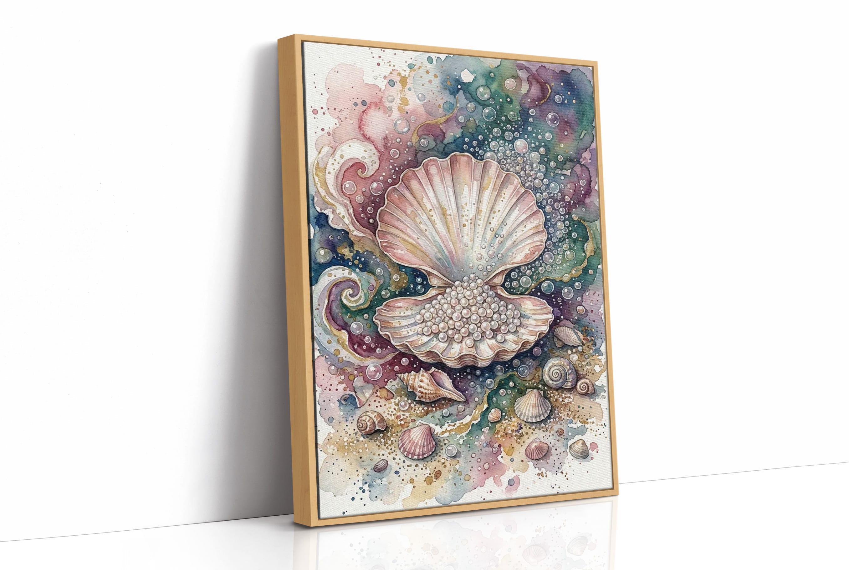Pearl Cache: Watercolor Scallop Shell Study