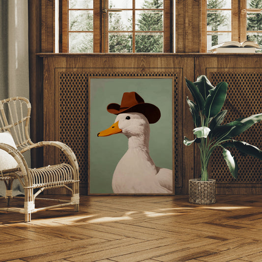 Ranch Duck Tips His Western Hat