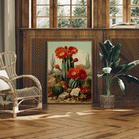 Desert Blooms Dance Against Mountains