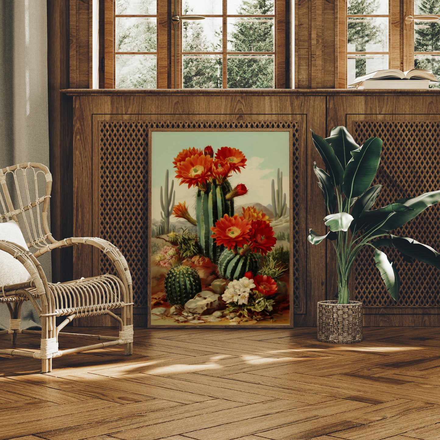 Desert Blooms Dance Against Mountains