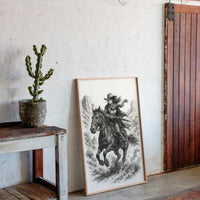 Grit & Dust – Cowgirl Outlaw Western Sketch Print