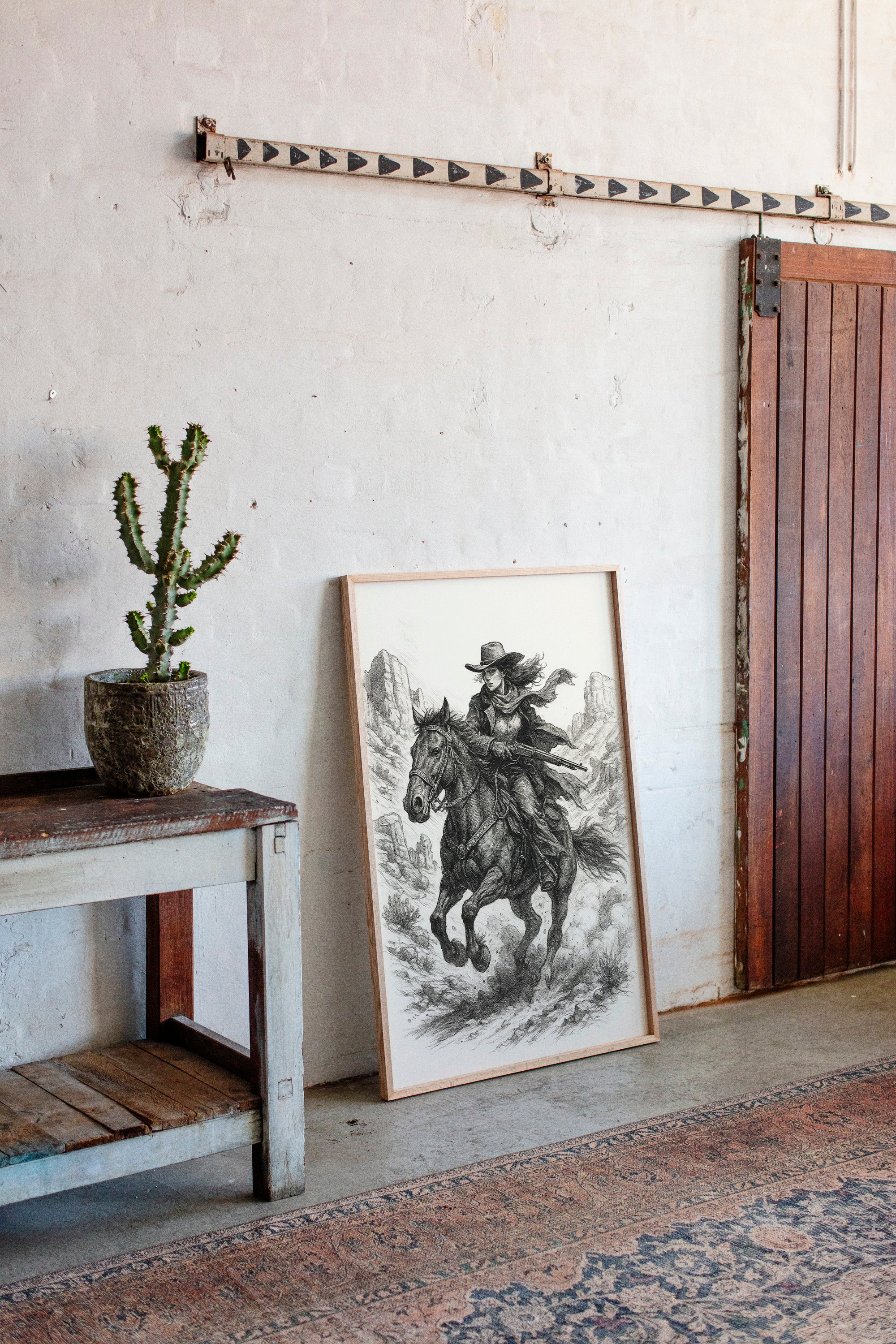 Grit & Dust – Cowgirl Outlaw Western Sketch Print