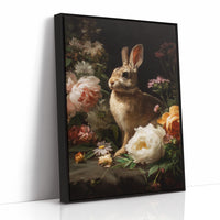 Rabbit Among Blooming Peonies