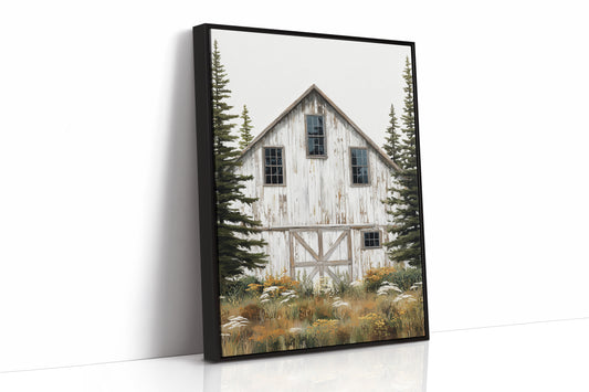Pine Sentinels Guard Weathered Barn