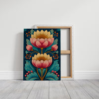 Folk Blooms on Deep Blue